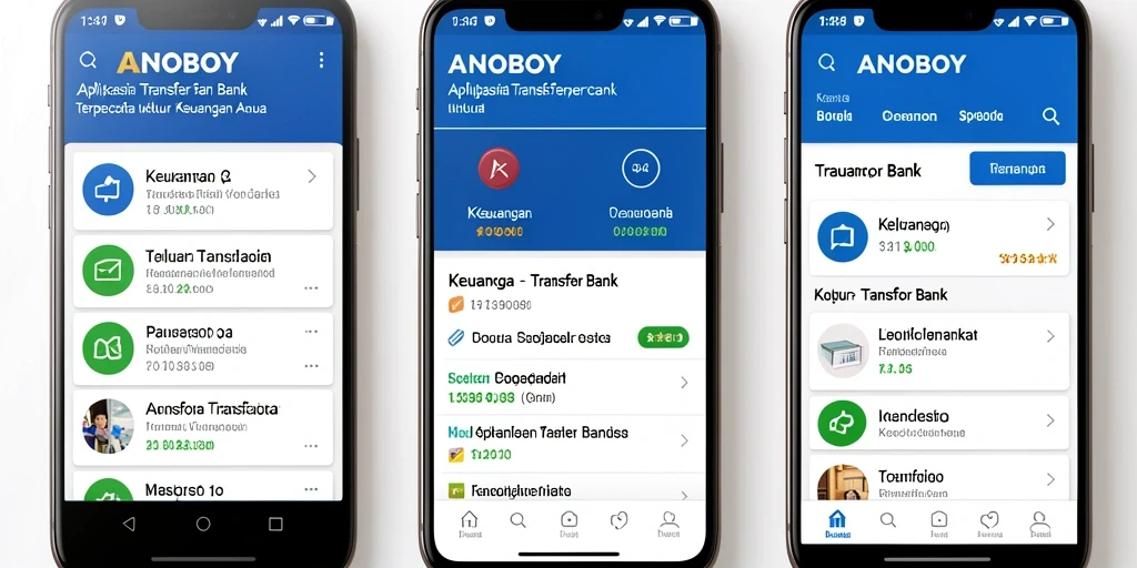 Antarmuka aplikasi ANOBOY untuk transfer bank yang mudah digunakan.