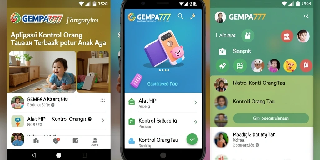 Antarmuka aplikasi GEMPA777 dengan fitur kontrol orang tua yang intuitif.