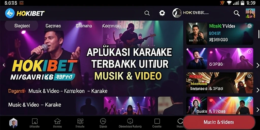 Antarmuka HOKIBET dengan fitur Karaoke yang menarik dan mudah digunakan.