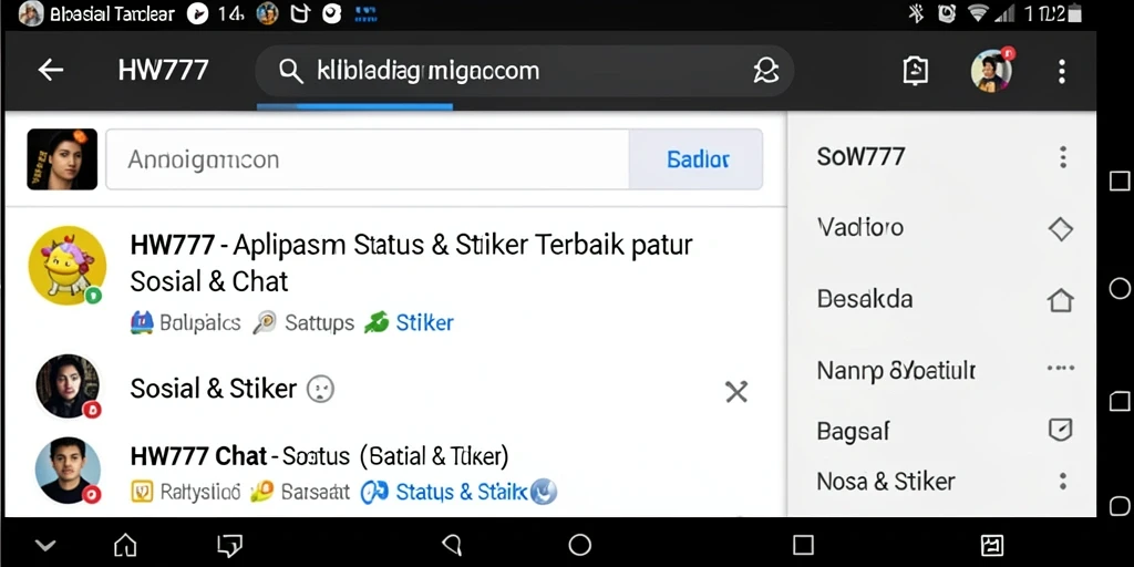Tampilan antarmuka HW777 dengan pilihan stiker yang menarik.