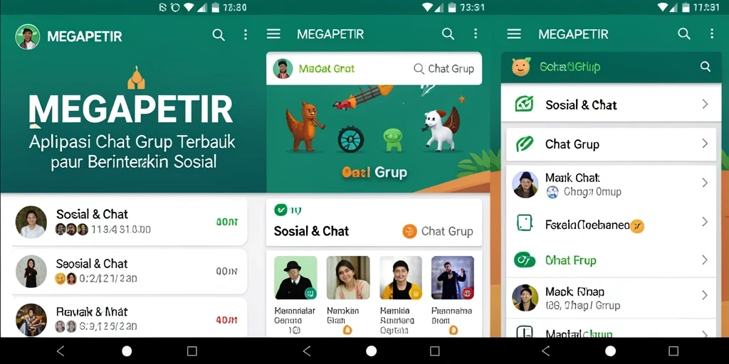 Tampilan antarmuka MEGAPETIR dengan fitur Chat Grup yang menarik.