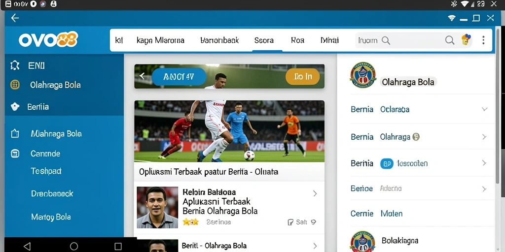 Antarmuka OVO88 yang menarik dan informatif untuk berita Olahraga Bola.