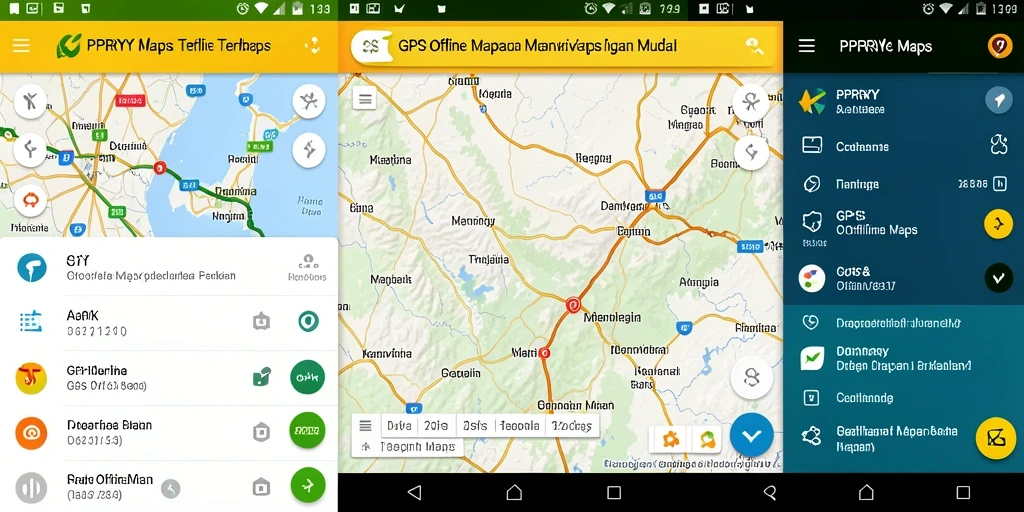 Antarmuka PPRRYY yang jelas dan fungsional untuk GPS Offline Maps.