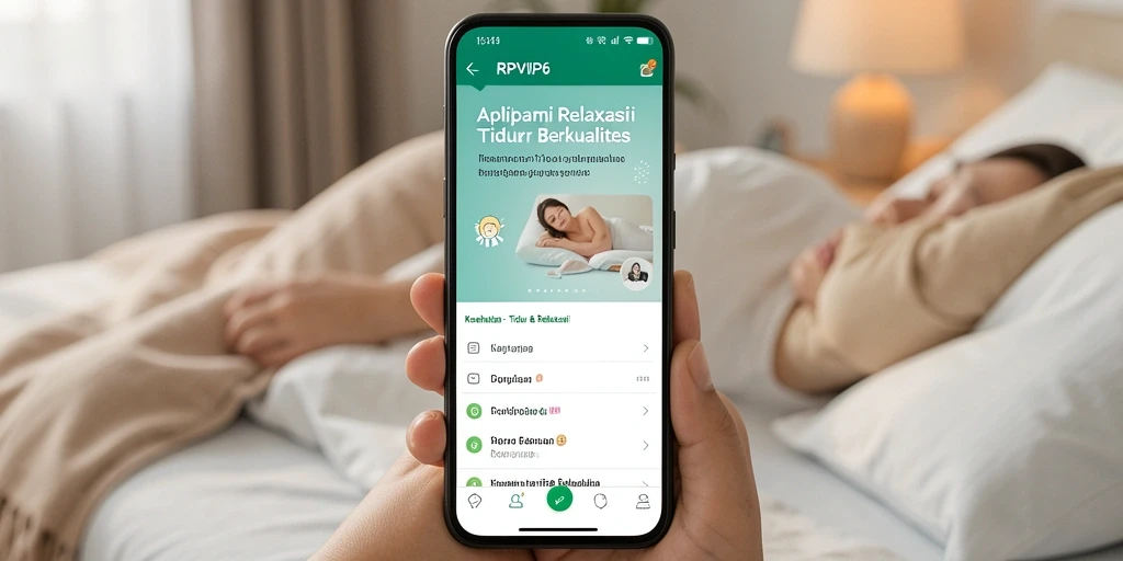 Antarmuka aplikasi RPVIP6 yang menenangkan untuk Tidur & Relaksasi.