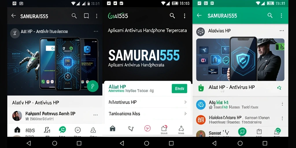 Tampilan antarmuka intuitif dari aplikasi SAMURAI555 Antivirus HP.